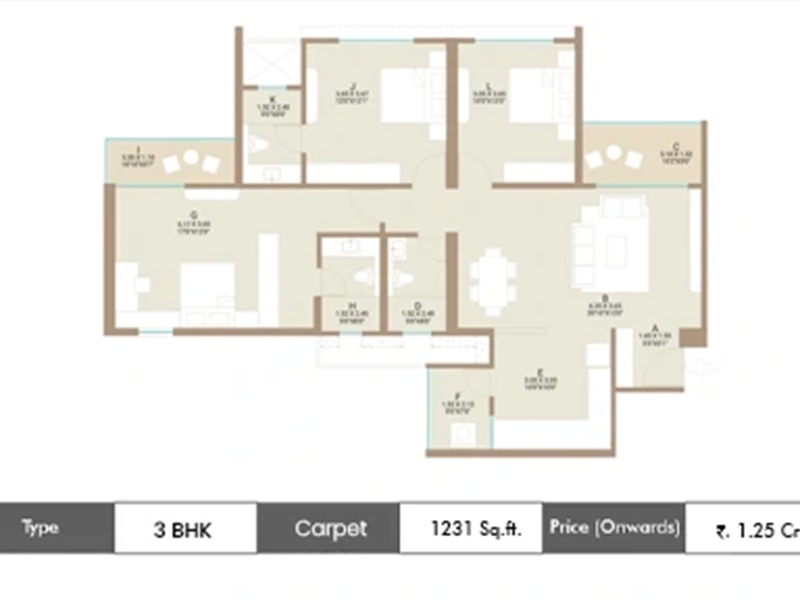 Floor plan of Kolte-Patil Qrious &mdash; photo gallery, images, brochure, amenities, cost sheet, price breakup, availability details, RERA number, RERA certificate, possession date, layout plan, logo, floor plan, master plan, and location map showcasing project highlights and features.