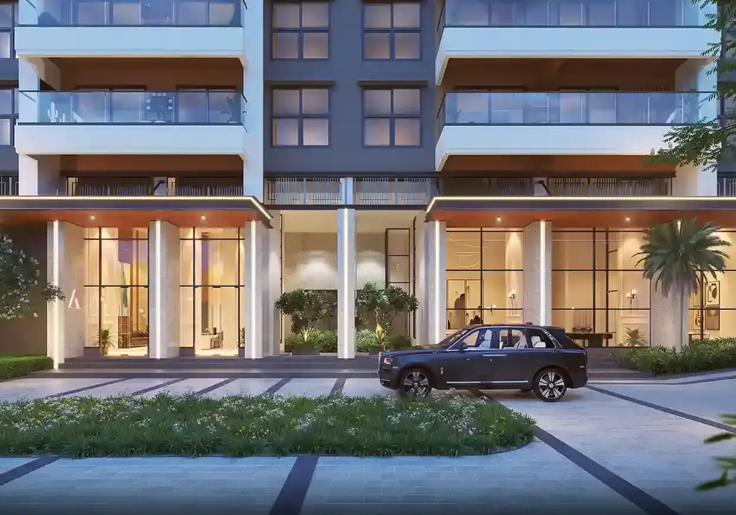Exterior view of Kolte-Patil Qrious &mdash; photo gallery, images, brochure, amenities, cost sheet, price breakup, availability details, RERA number, RERA certificate, possession date, layout plan, logo, floor plan, master plan, and location map showcasing project highlights and features.