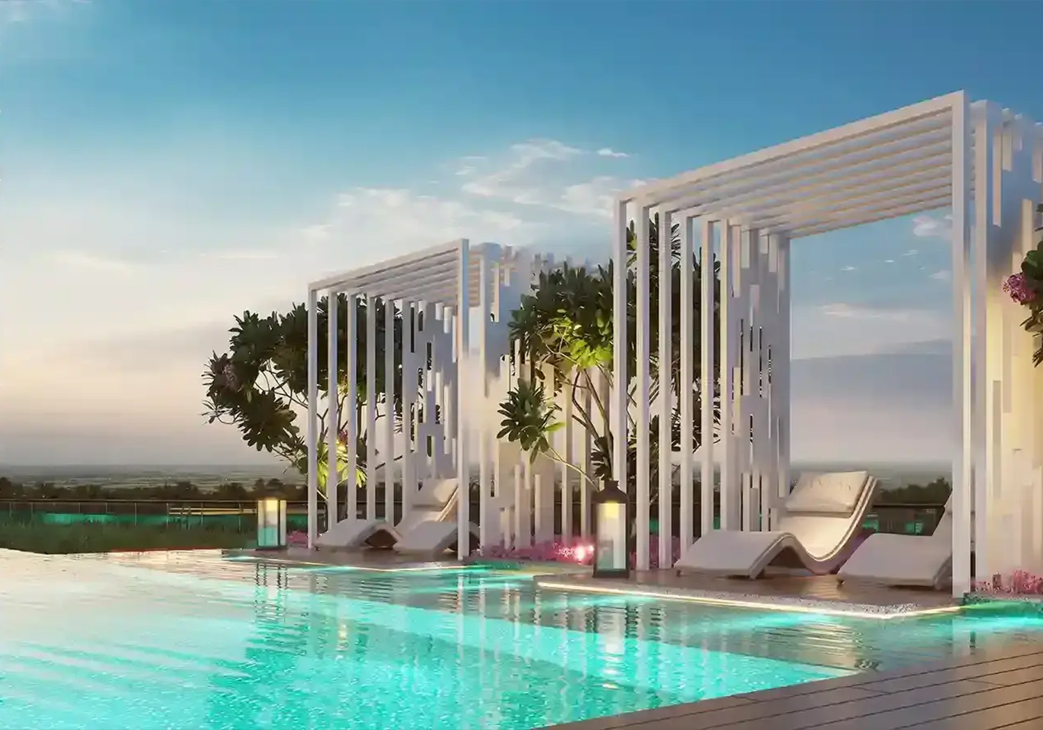 Exterior view of Kolte-Patil Qrious &mdash; photo gallery, images, brochure, amenities, cost sheet, price breakup, availability details, RERA number, RERA certificate, possession date, layout plan, logo, floor plan, master plan, and location map showcasing project highlights and features.