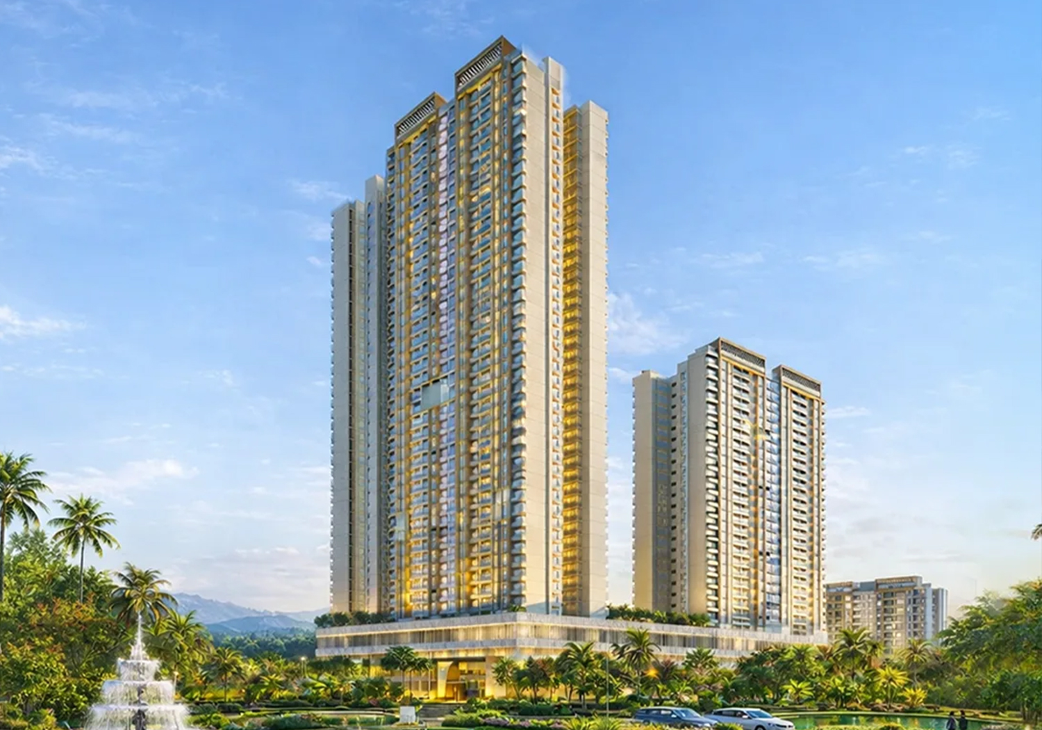 Exterior view of Kolte-Patil Qrious &mdash; photo gallery, images, brochure, amenities, cost sheet, price breakup, availability details, RERA number, RERA certificate, possession date, layout plan, logo, floor plan, master plan, and location map showcasing project highlights and features.
