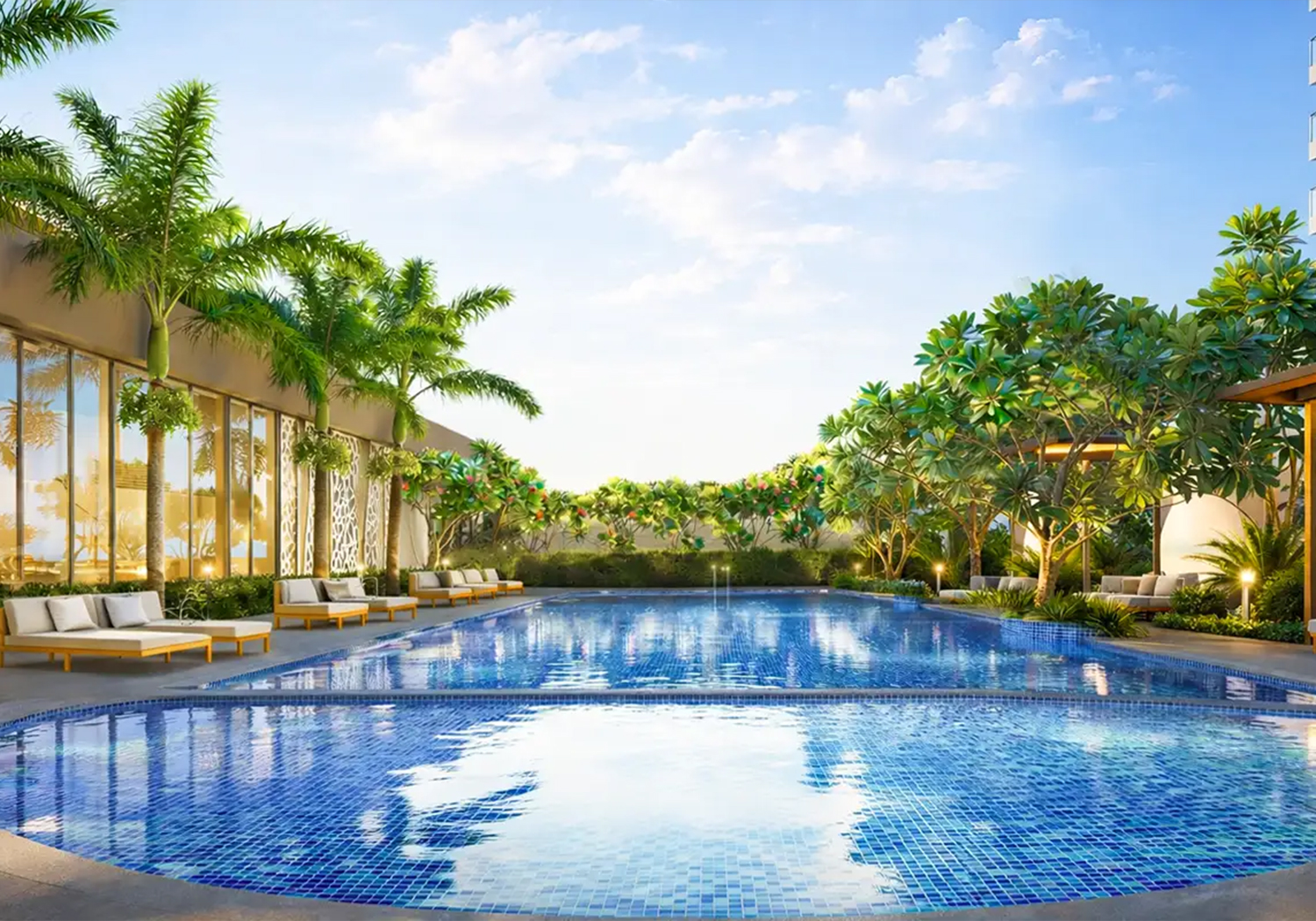 Exterior view of Kolte-Patil Qrious &mdash; photo gallery, images, brochure, amenities, cost sheet, price breakup, availability details, RERA number, RERA certificate, possession date, layout plan, logo, floor plan, master plan, and location map showcasing project highlights and features.