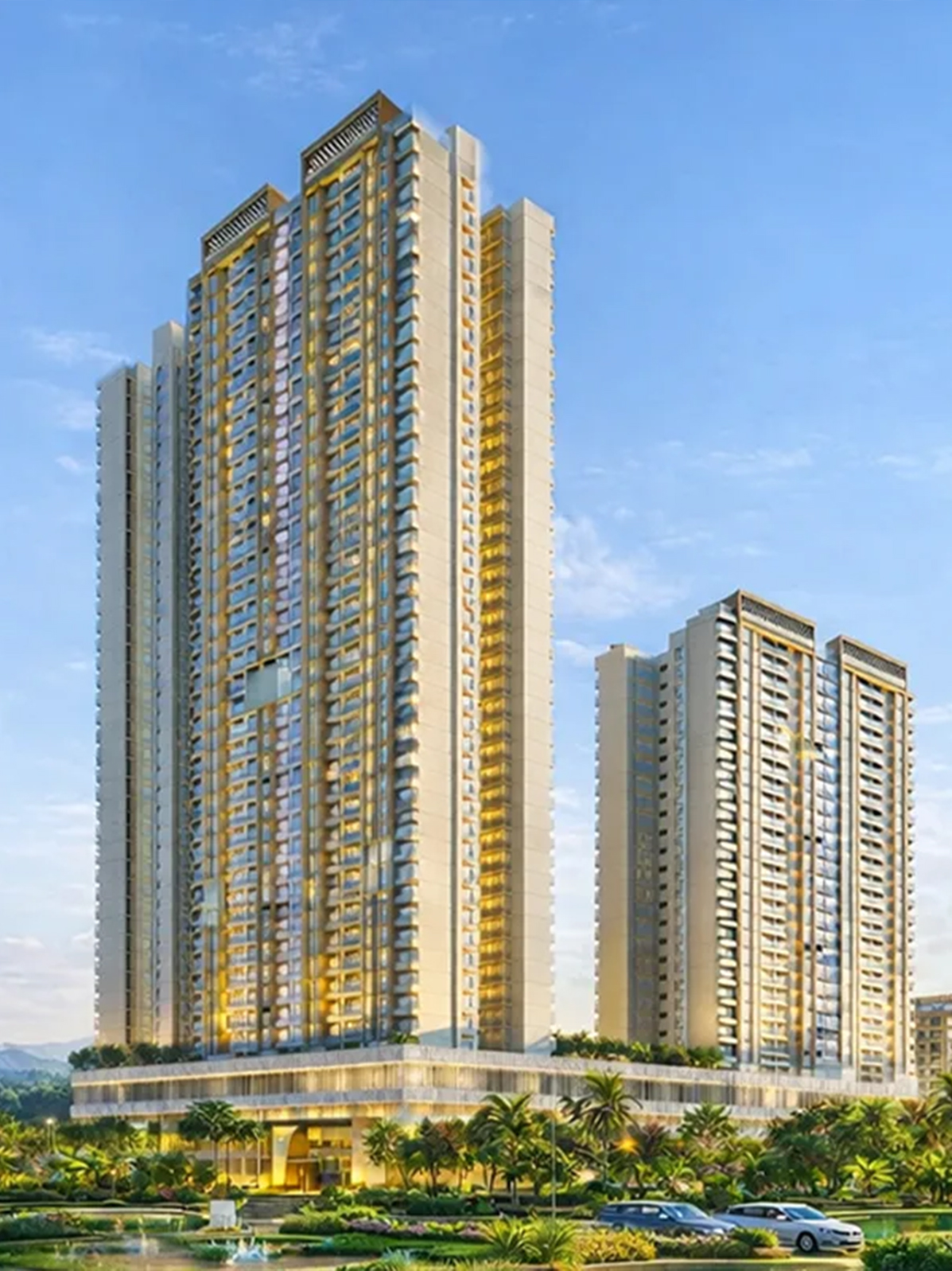 Exterior view of Kolte-Patil Qrious &mdash; photo gallery, images, brochure, amenities, cost sheet, price breakup, availability details, RERA number, RERA certificate, possession date, layout plan, logo, floor plan, master plan, and location map showcasing project highlights and features.